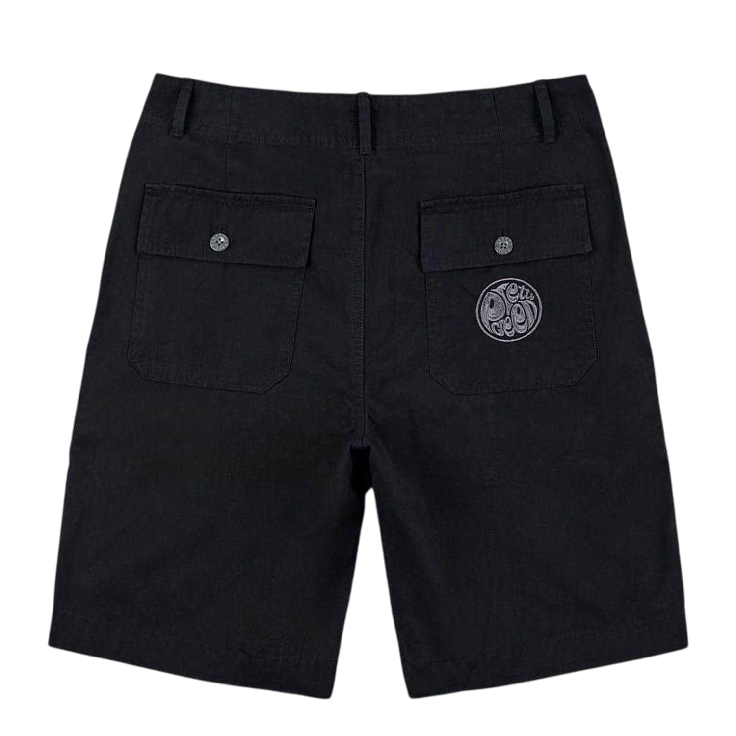 Black - Back - Pretty Green Mens Cotton Cargo Shorts