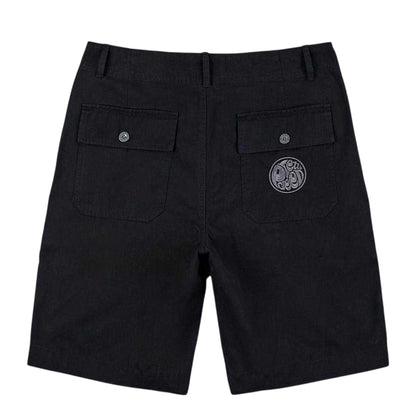 Black - Back - Pretty Green Mens Cotton Cargo Shorts