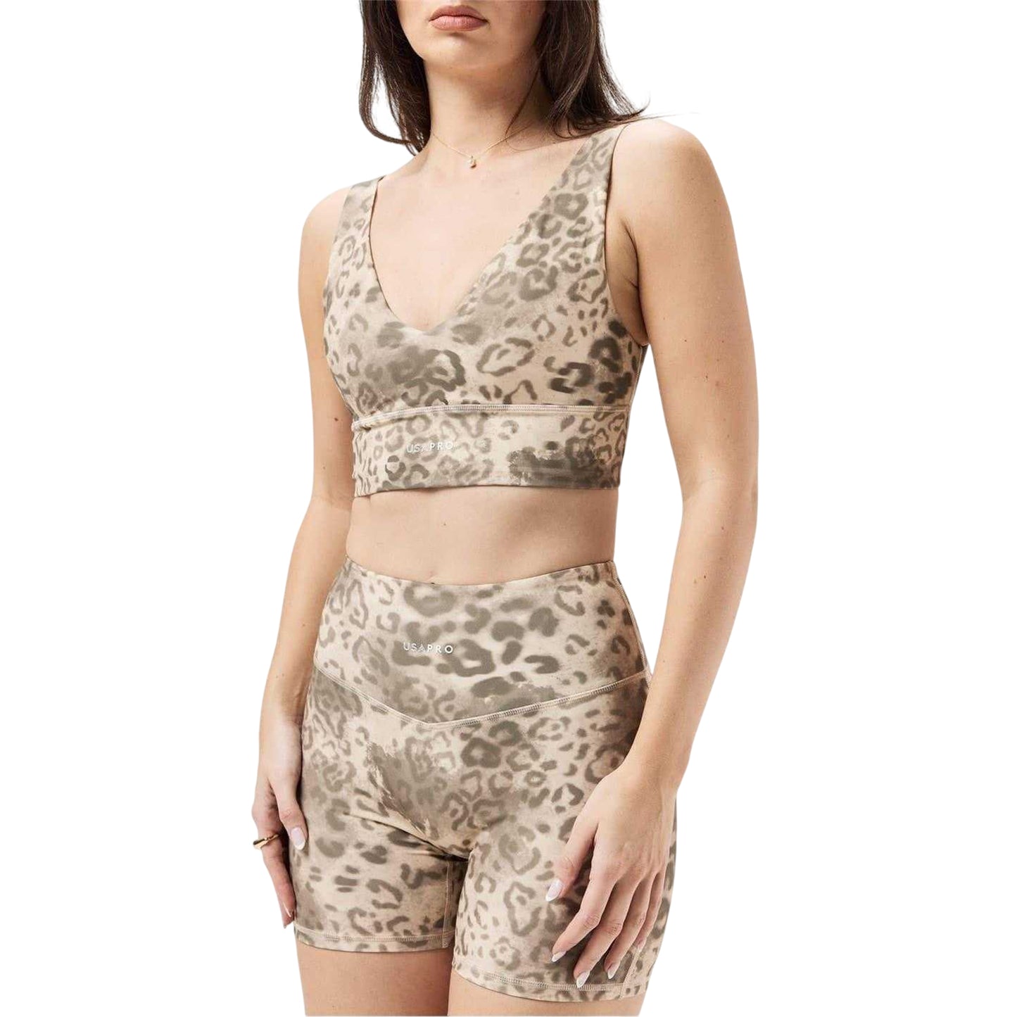 Leopard - Side - USA Pro Womens-Ladies Leopard Compression Cycling Shorts