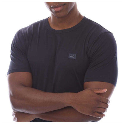 Navy - Side - C.P. Company Mens Logo Mercerised Cotton T-Shirt