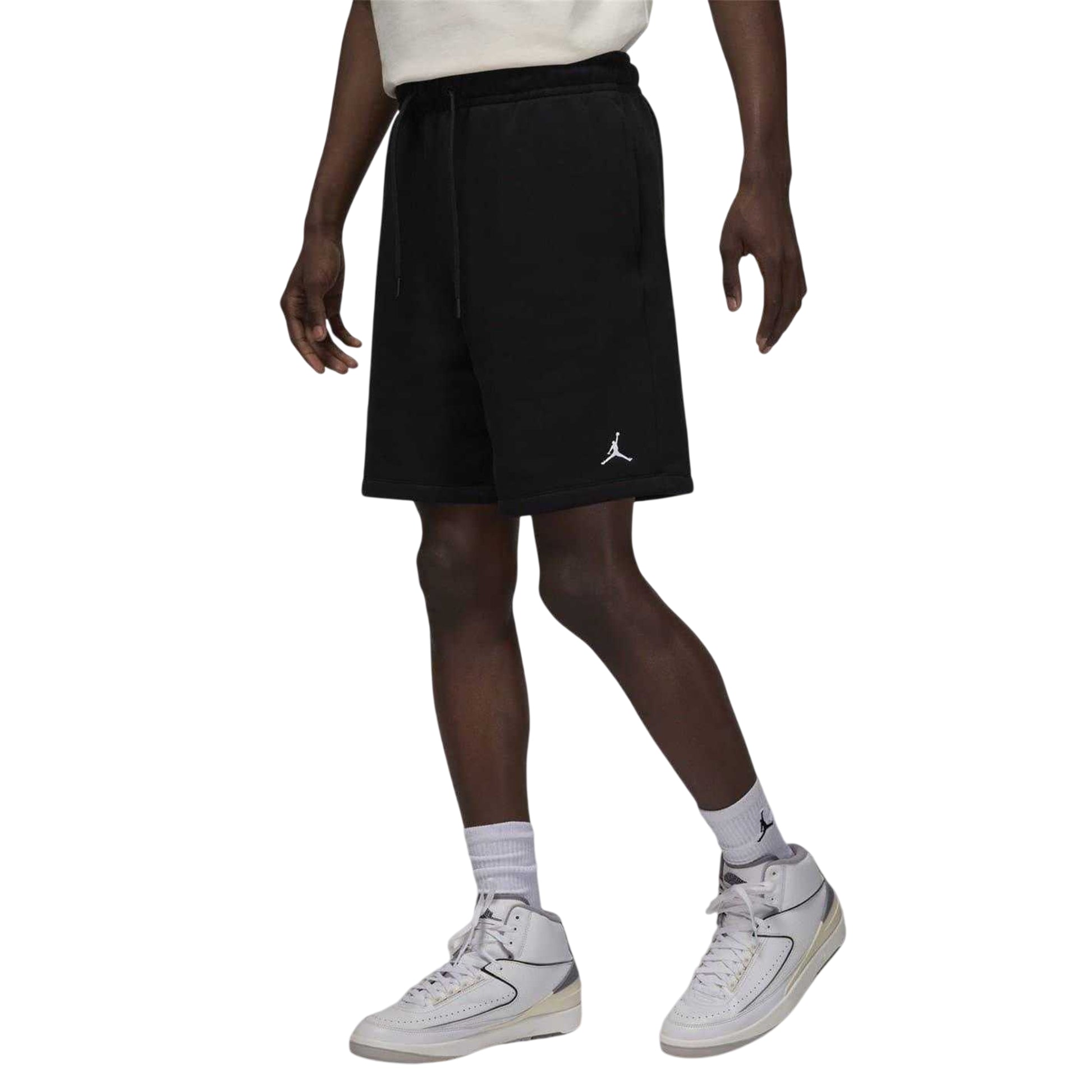 Black-White - Side - Nike Mens Air Jordan Fleece Sweat Shorts