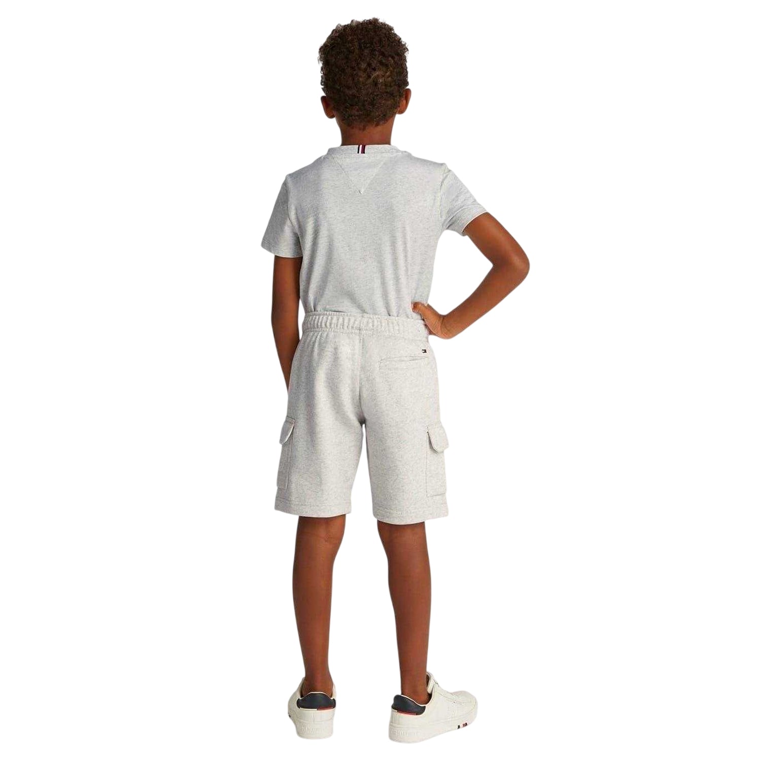 White-Heather - Back - Tommy Hilfiger Childrens-Kids Full Logo T-Shirt & Shorts Set