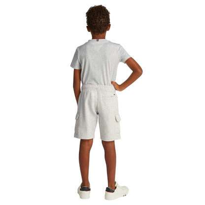 White-Heather - Back - Tommy Hilfiger Childrens-Kids Full Logo T-Shirt & Shorts Set