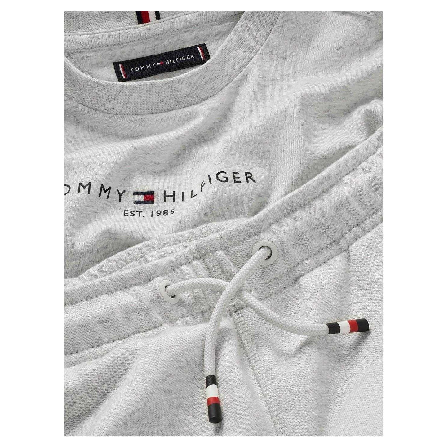 White-Heather - Side - Tommy Hilfiger Childrens-Kids Full Logo T-Shirt & Shorts Set