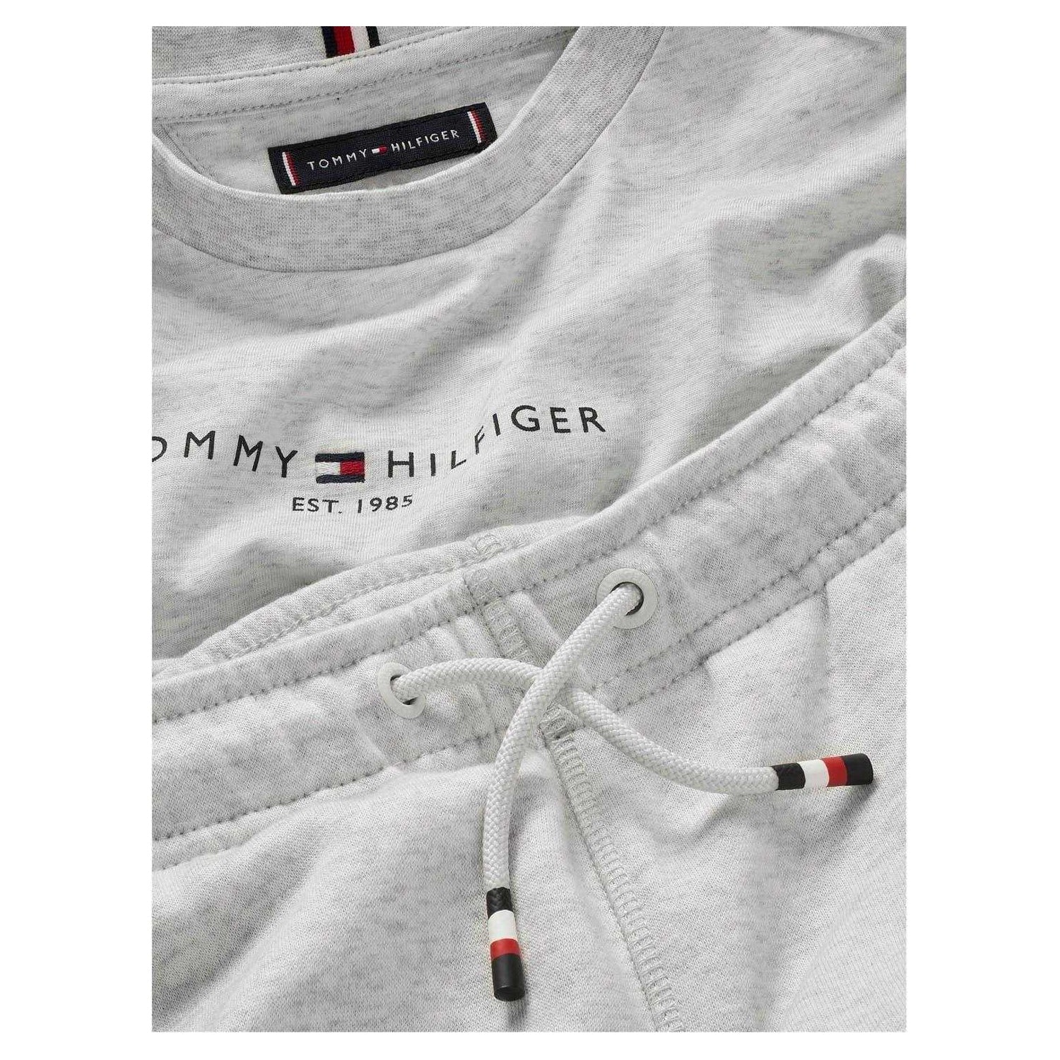 White-Heather - Side - Tommy Hilfiger Childrens-Kids Full Logo T-Shirt & Shorts Set