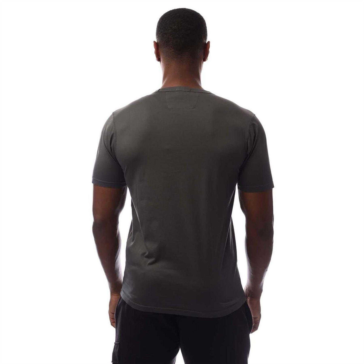 Grey - Back - C.P. Company Mens Plain Mercerised Cotton Logo T-Shirt