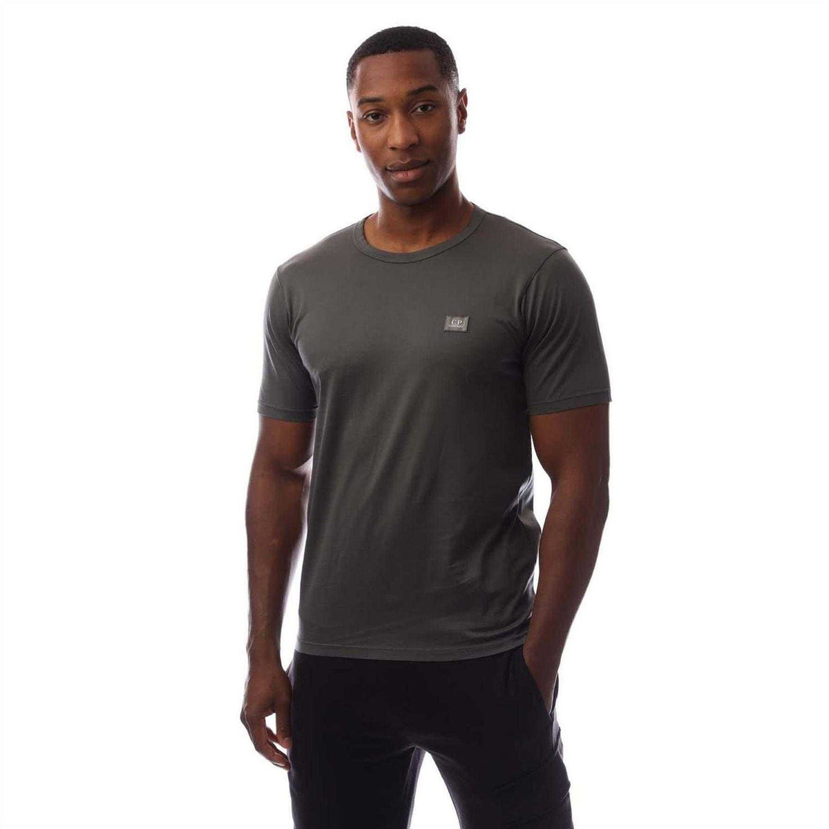Grey - Lifestyle - C.P. Company Mens Plain Mercerised Cotton Logo T-Shirt