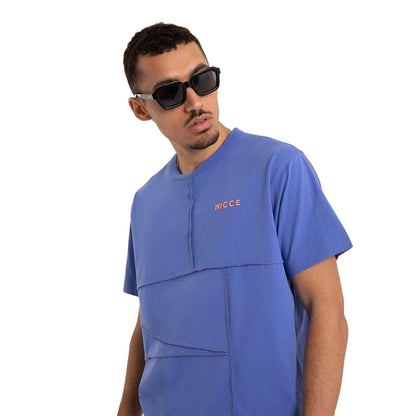 Iris Blue Marl - Side - Nicce Mens Merson Exposed Seams T-Shirt