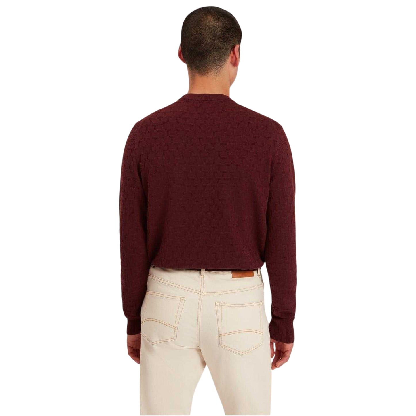 Maroon - Back - Ted Baker Mens Stitch Knitted Crew Neck Jumper