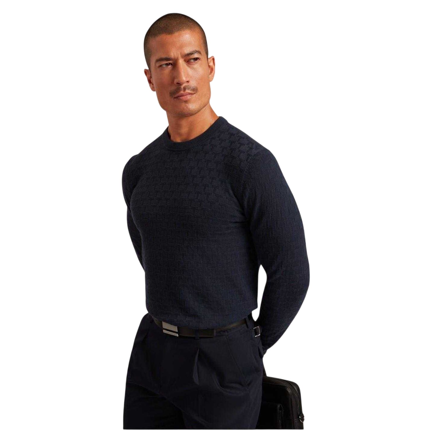Navy - Lifestyle - Ted Baker Mens Stitch Knitted Crew Neck Jumper