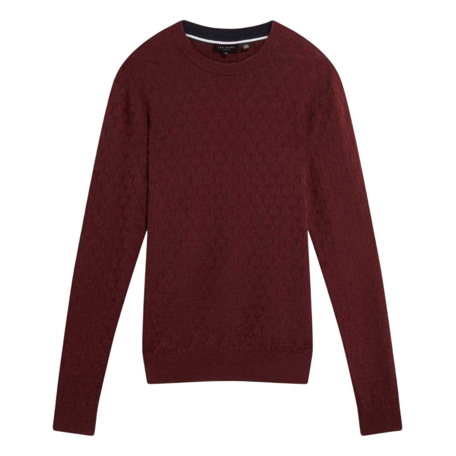 Maroon - Front - Ted Baker Mens Stitch Knitted Crew Neck Jumper
