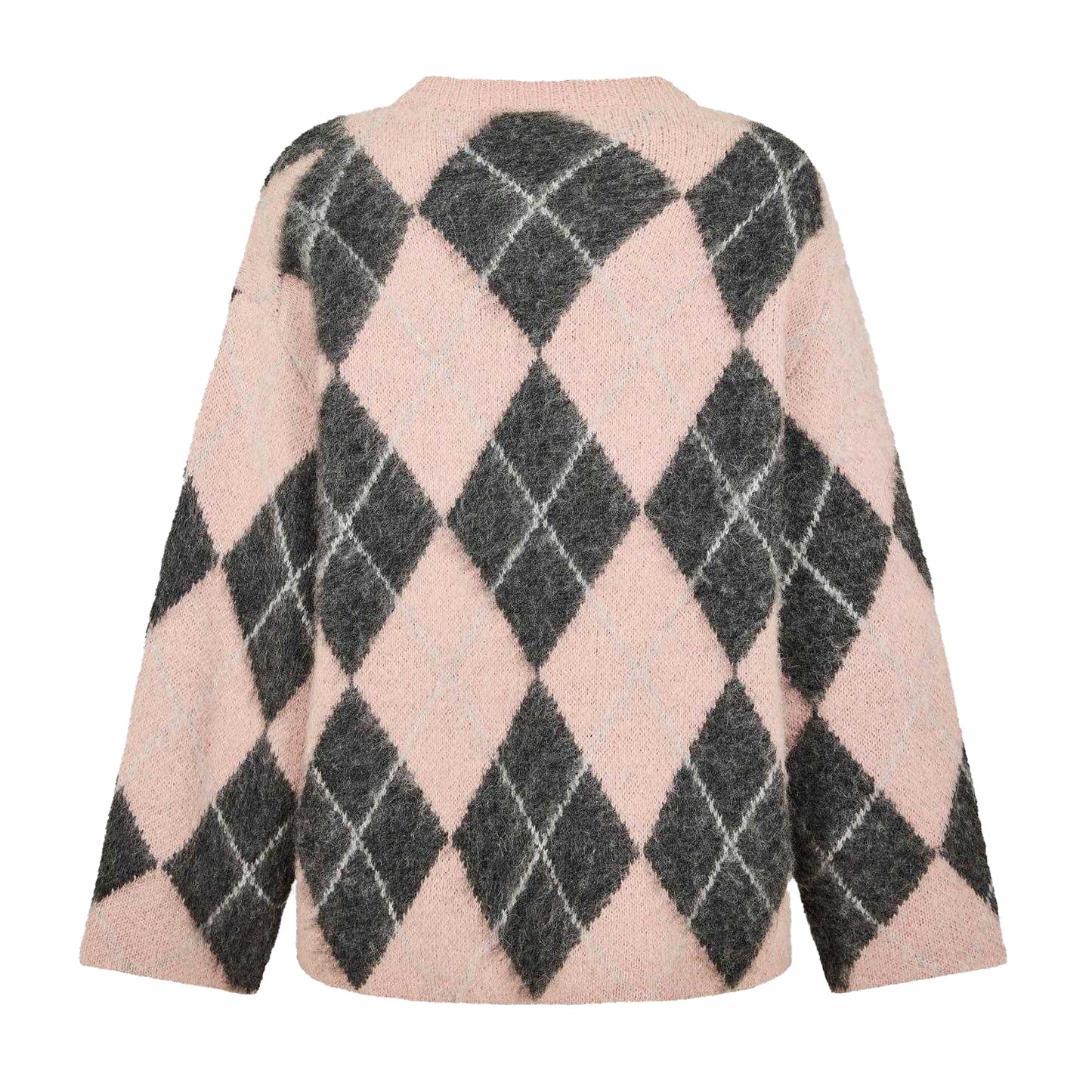Pink-Black - Back - Edited Womens-Ladies Harriet Argyle Drop Shoulder Jumper