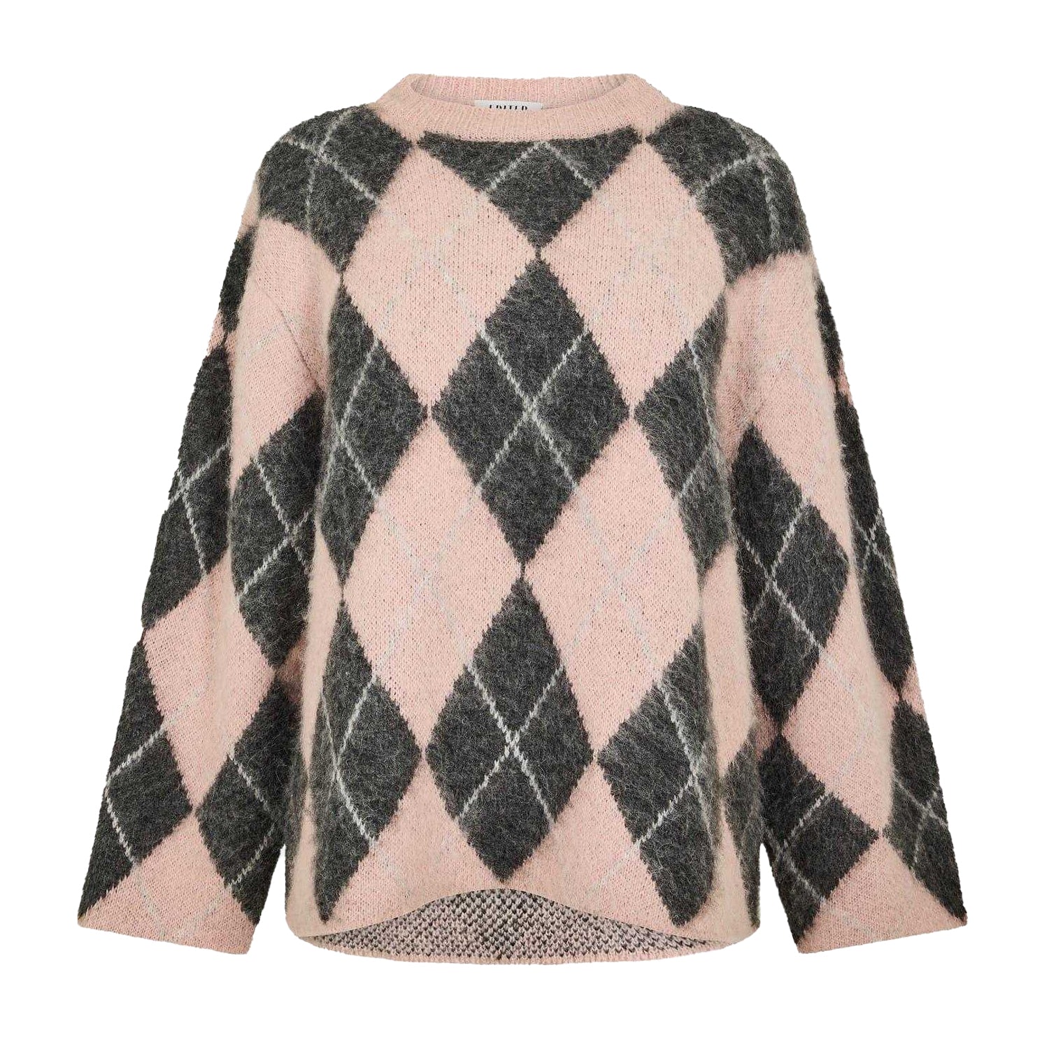 Pink-Black - Front - Edited Womens-Ladies Harriet Argyle Drop Shoulder Jumper