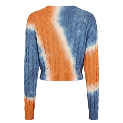 Orange-Blue - Back - Diesel Womens-Ladies Janel Tie Dye V Neck Crop Sweatshirt