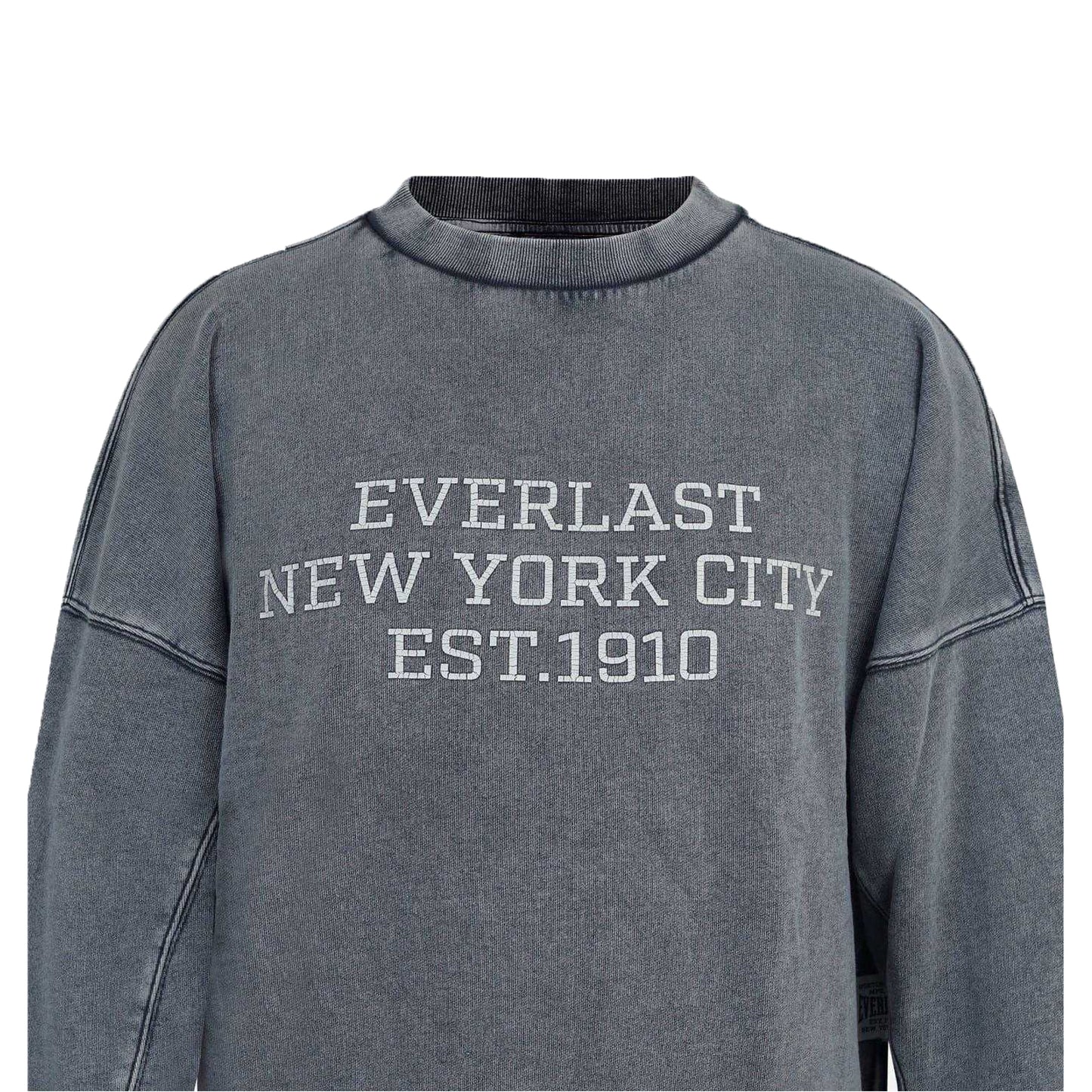 Washed Grey - Side - Everlast Mens NYC Lettering Crew Neck Sweatshirt
