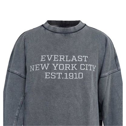 Washed Grey - Side - Everlast Mens NYC Lettering Crew Neck Sweatshirt