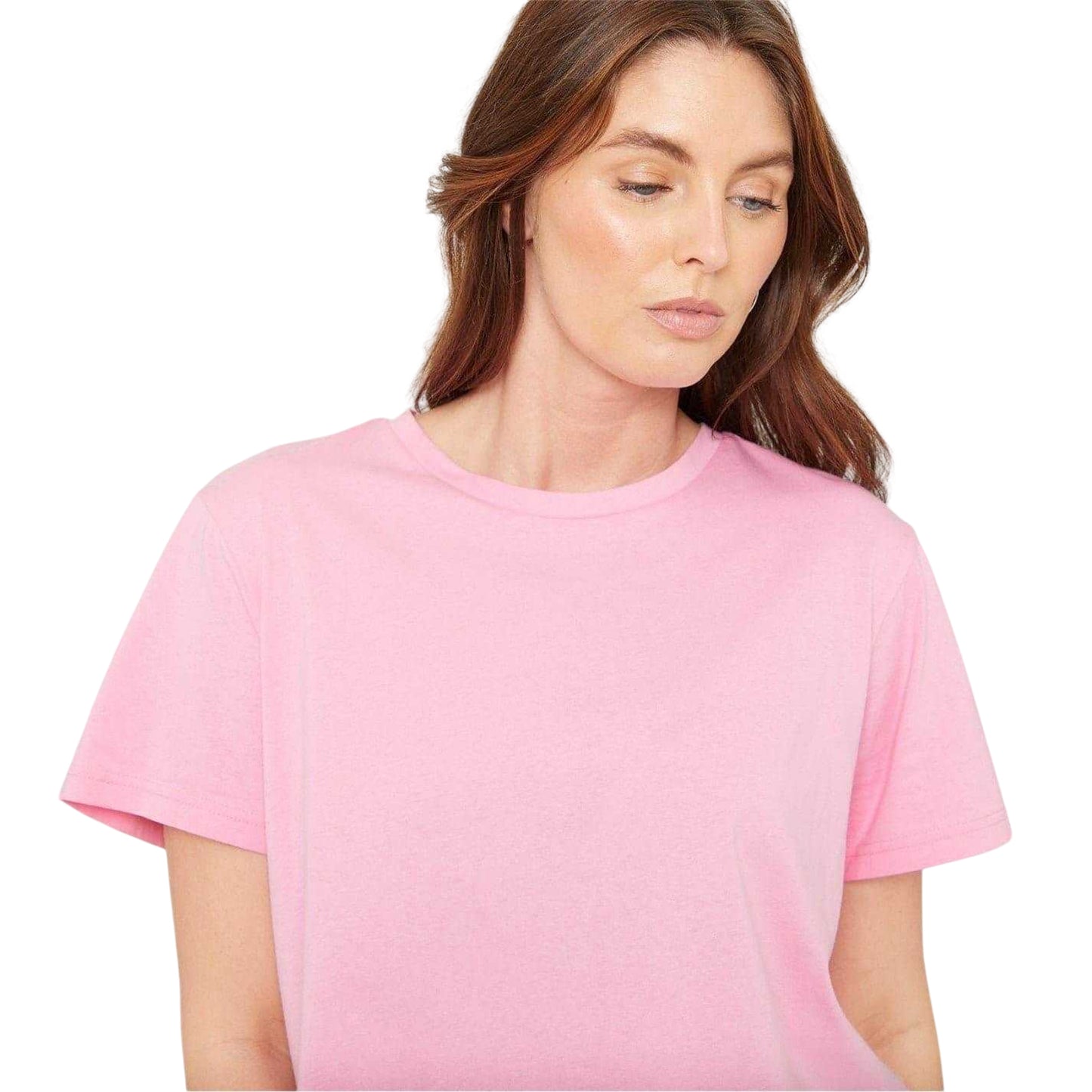 Pink - Side - Be You Womens-Ladies Crew Neck Boxy Short-Sleeved Crop T-Shirt