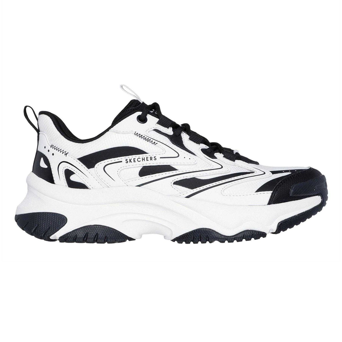 White-Black - Side - Skechers Womens-Ladies Moonhiker Logo Trainers