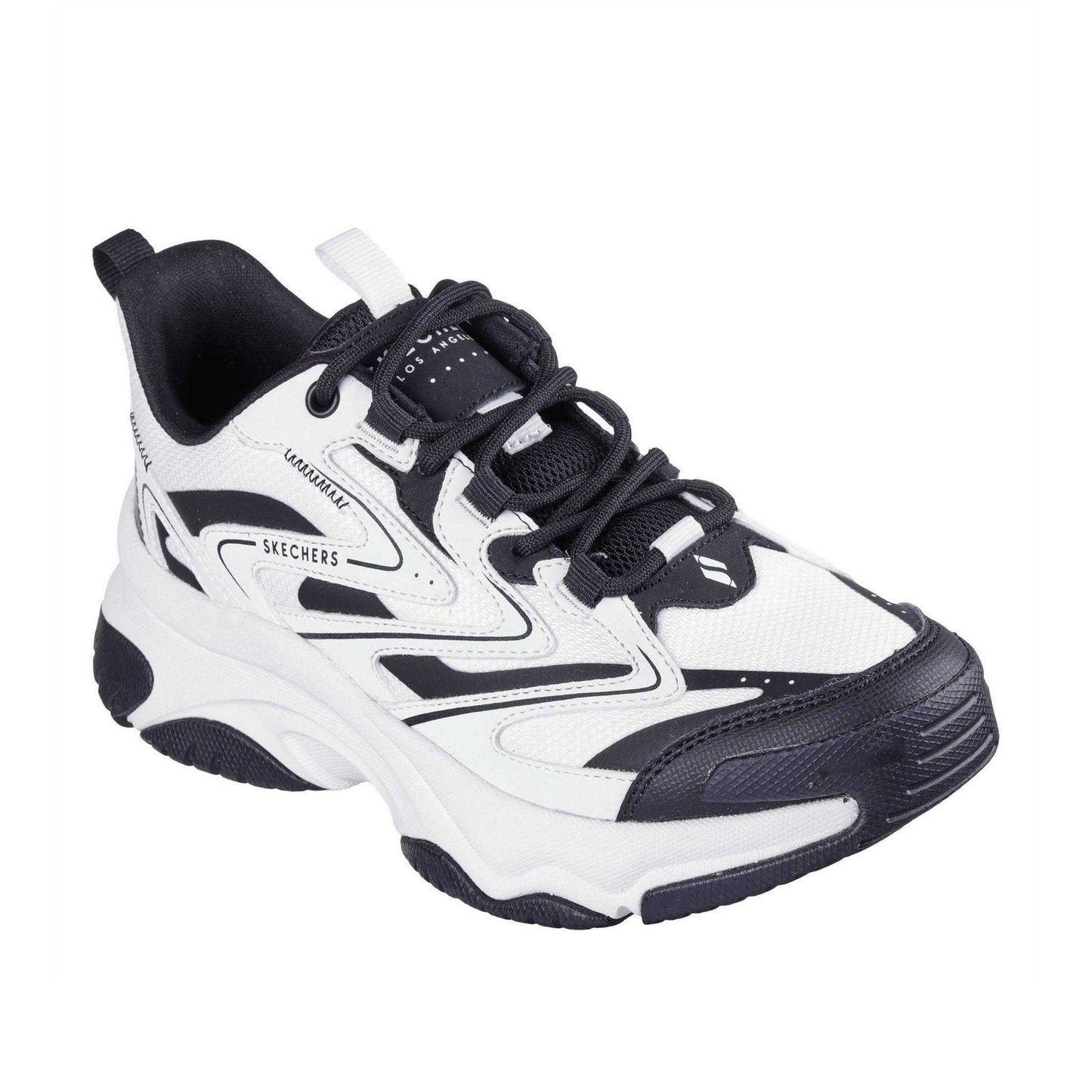 White-Black - Front - Skechers Womens-Ladies Moonhiker Logo Trainers