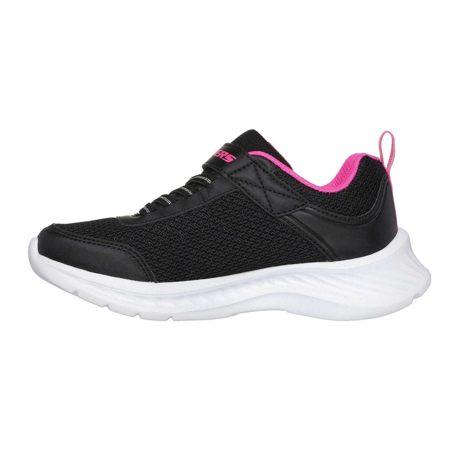 Black-Hot Pink - Back - Skechers Childrens-Kids Jumpsters Tech Trainers
