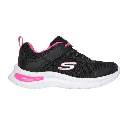 Black-Hot Pink - Side - Skechers Childrens-Kids Jumpsters Tech Trainers
