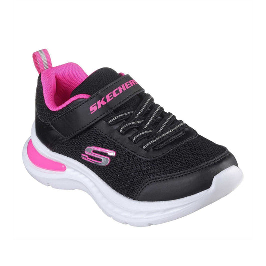 Black-Hot Pink - Front - Skechers Childrens-Kids Jumpsters Tech Trainers