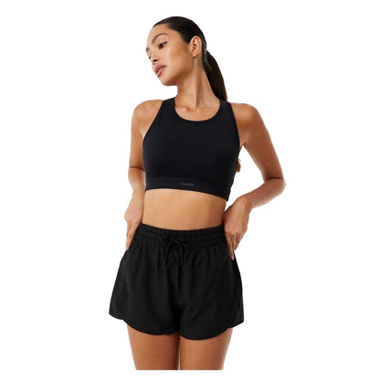 Black - Front - USA Pro Womens-Ladies 2 in 1 Running Shorts