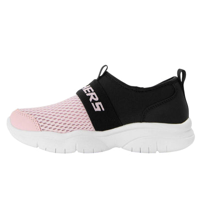 Black-Pink - Back - Skechers Childrens-Kids Flexblast Trainers