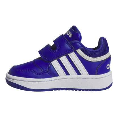 Blue-White - Side - Adidas Childrens-Kids Hoops 3.0 Trainers