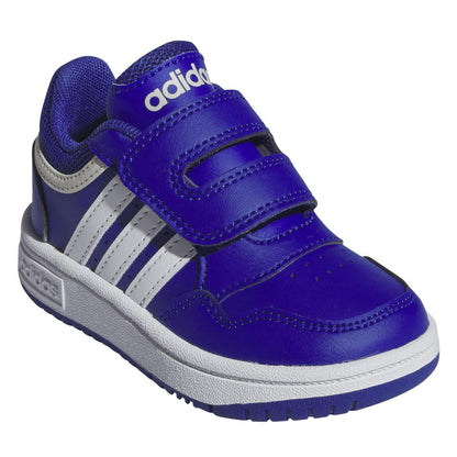 Blue-White - Front - Adidas Childrens-Kids Hoops 3.0 Trainers