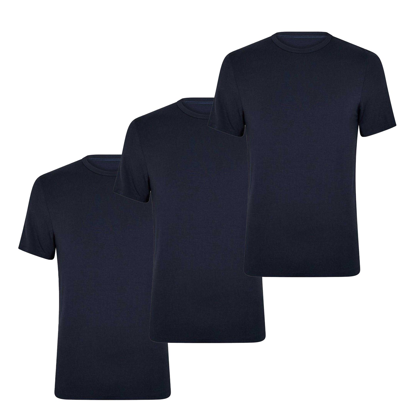 Black-Charcoal-Navy - Front - Boss Mens Plain Regular Short-Sleeved T-Shirt (Pack of 3)