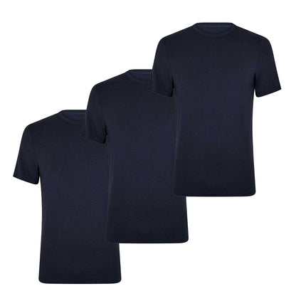 Black-Charcoal-Navy - Front - Boss Mens Plain Regular Short-Sleeved T-Shirt (Pack of 3)