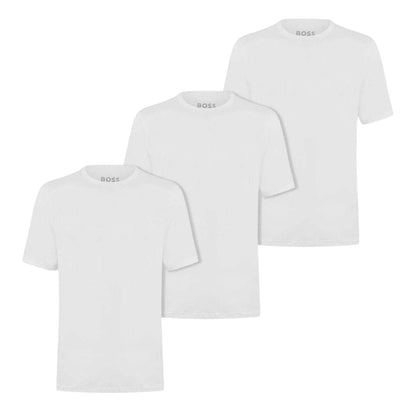 White - Front - Boss Mens Plain Regular Short-Sleeved T-Shirt (Pack of 3)