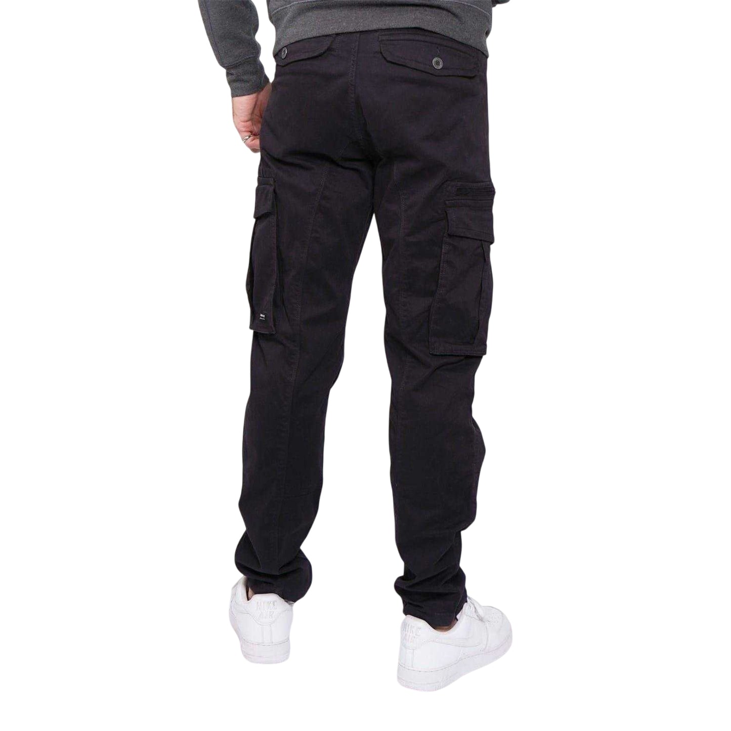Washed Black - Back - Firetrap Mens Cotton Blend Cargo Trousers