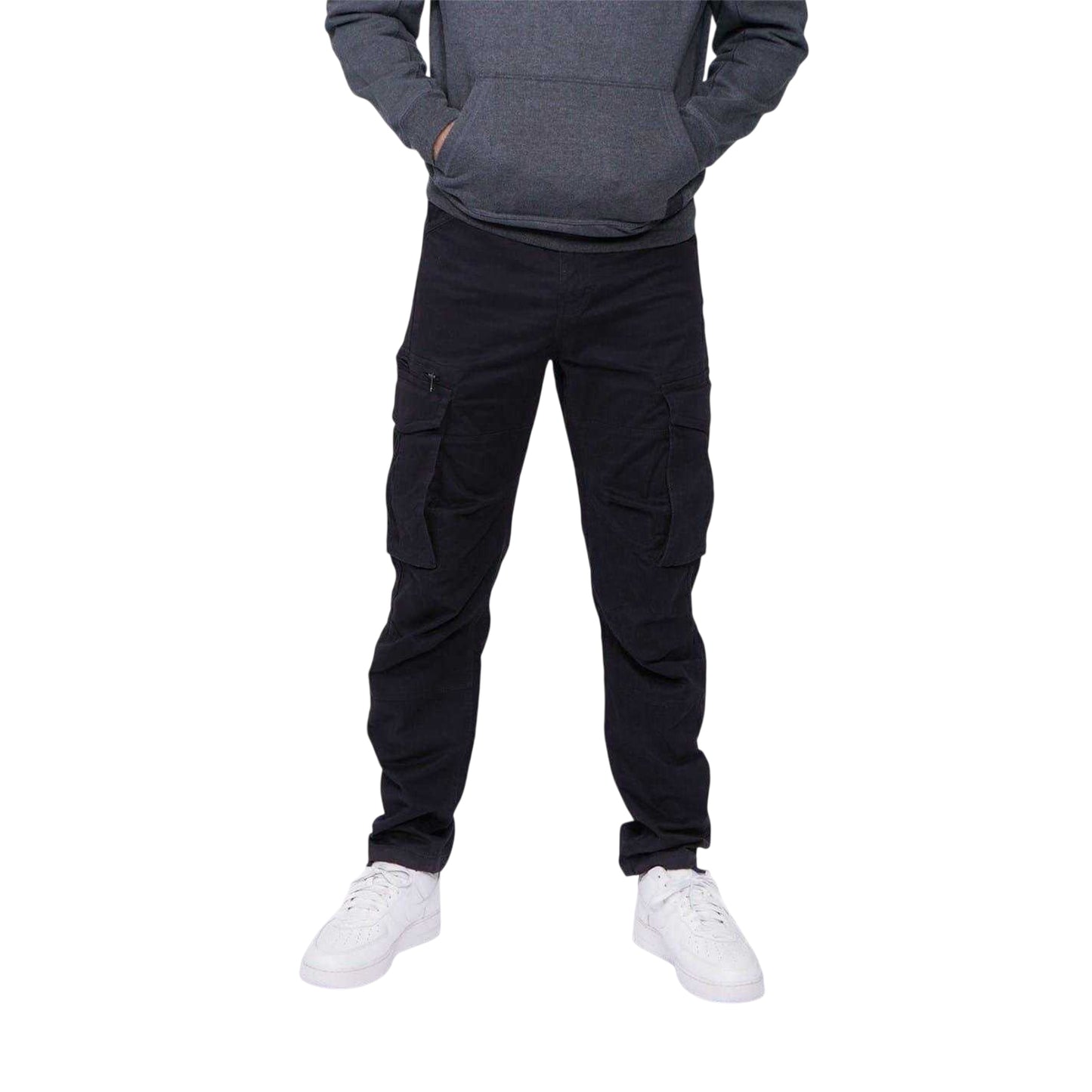 Washed Black - Side - Firetrap Mens Cotton Blend Cargo Trousers