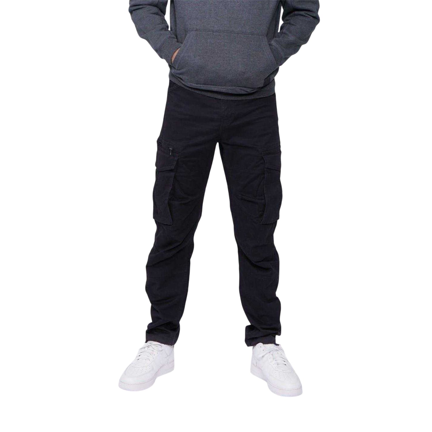 Washed Black - Side - Firetrap Mens Cotton Blend Cargo Trousers