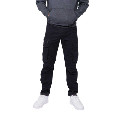 Washed Black - Side - Firetrap Mens Cotton Blend Cargo Trousers