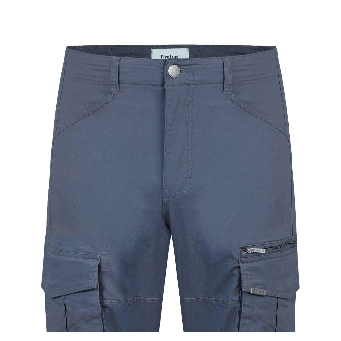 Carbon Grey - Side - Firetrap Mens Cotton Blend Cargo Trousers