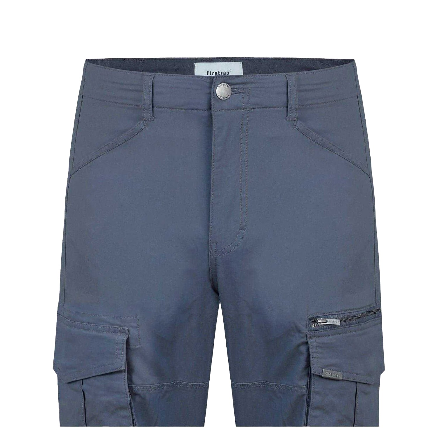 Carbon Grey - Side - Firetrap Mens Cotton Blend Cargo Trousers