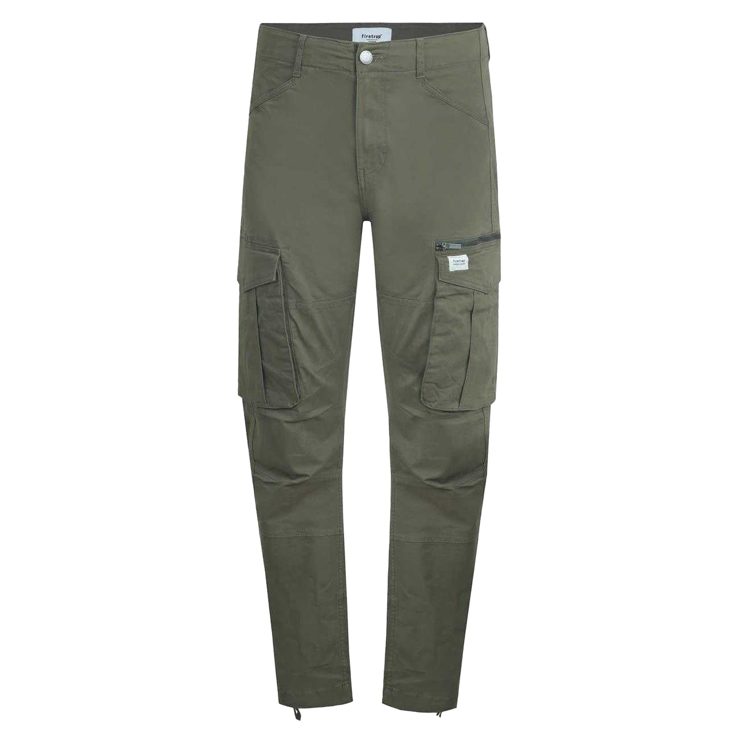 Khaki Green - Front - Firetrap Mens Cotton Blend Cargo Trousers