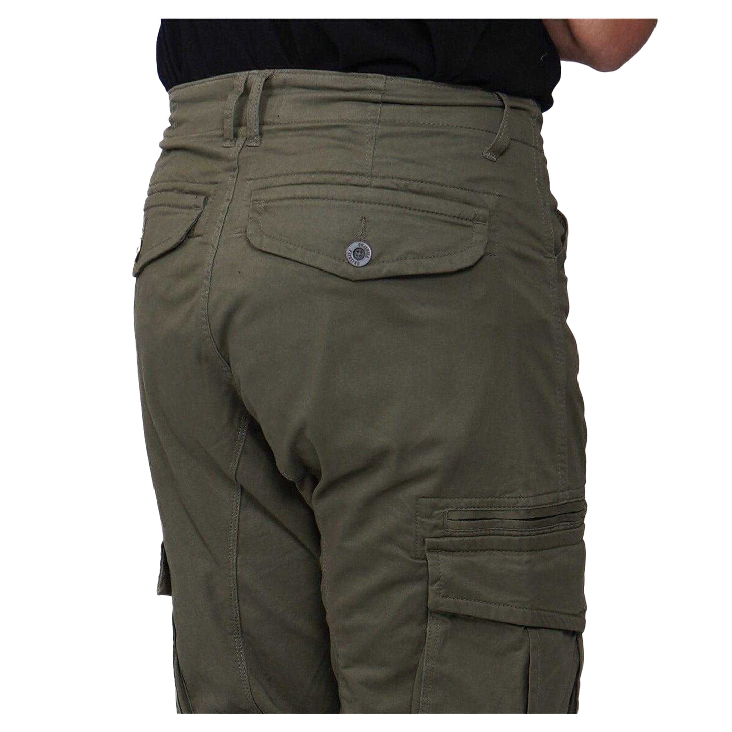 Khaki Green - Back - Firetrap Mens Cotton Blend Cargo Trousers