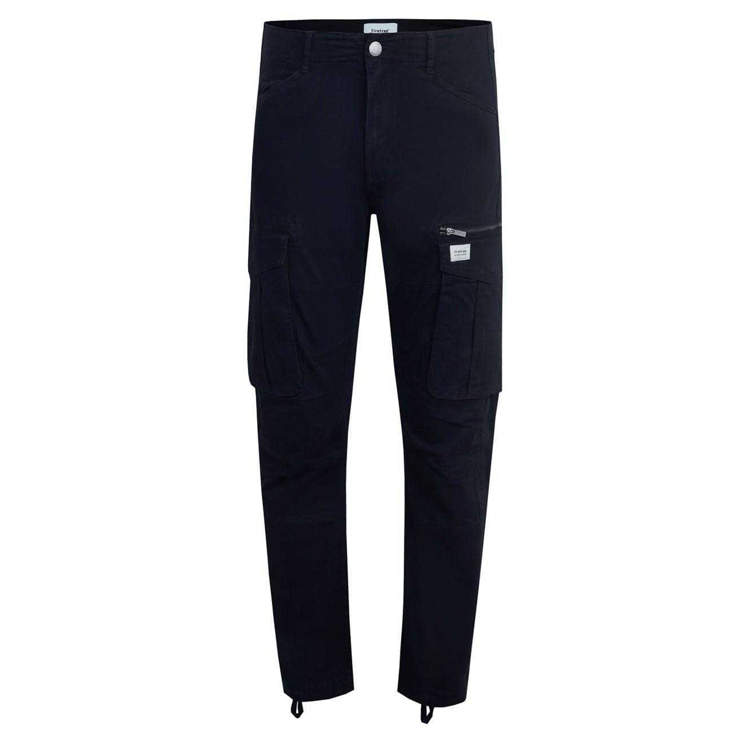 Washed Black - Front - Firetrap Mens Cotton Blend Cargo Trousers