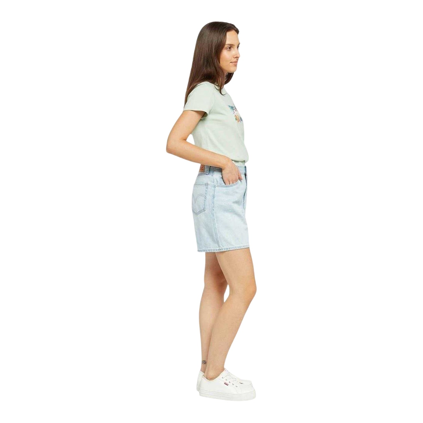 Denim - Side - Levis Womens-Ladies Luxury Denim Baggy Shorts