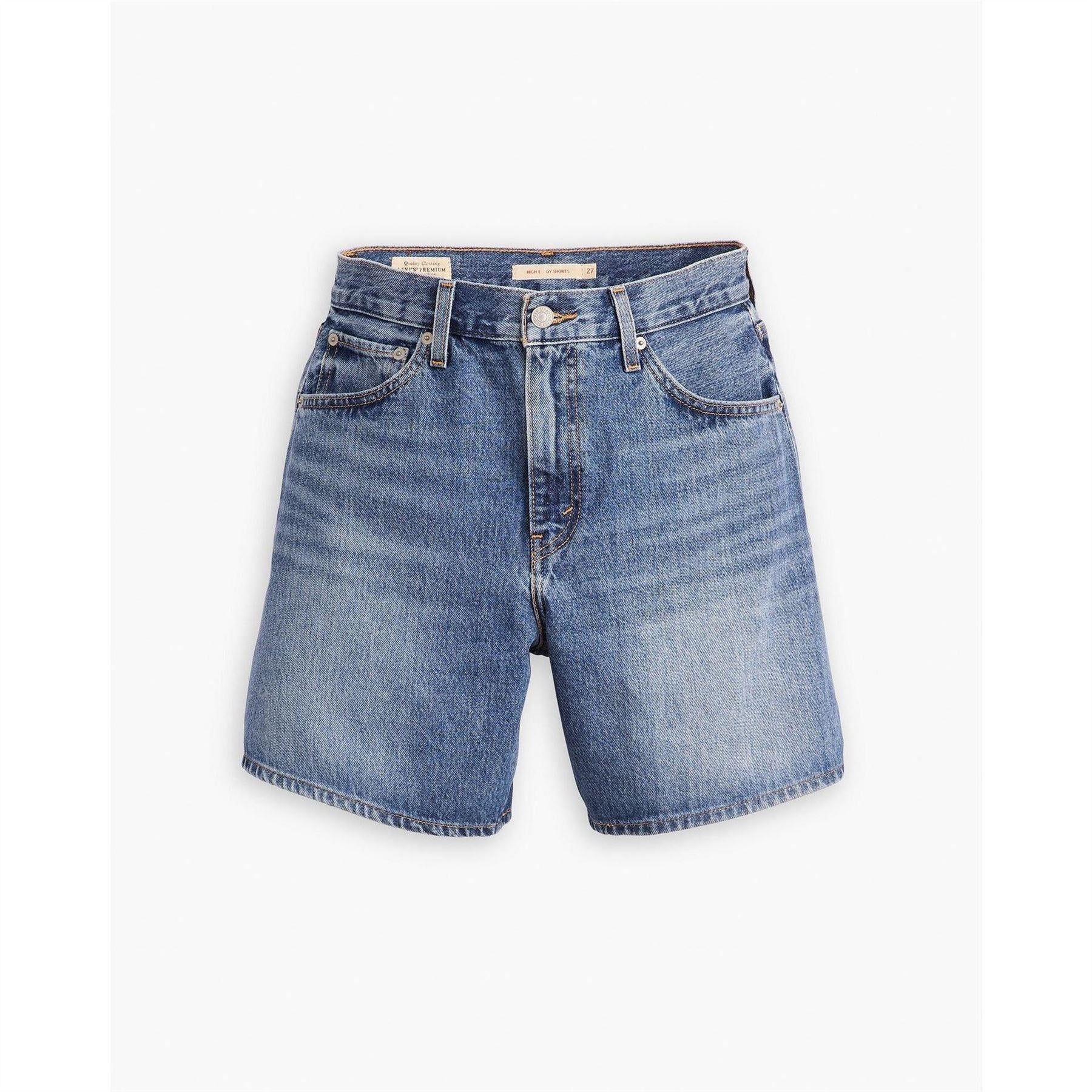 Indigo Blue - Front - Levis Womens-Ladies Luxury Denim Baggy Shorts