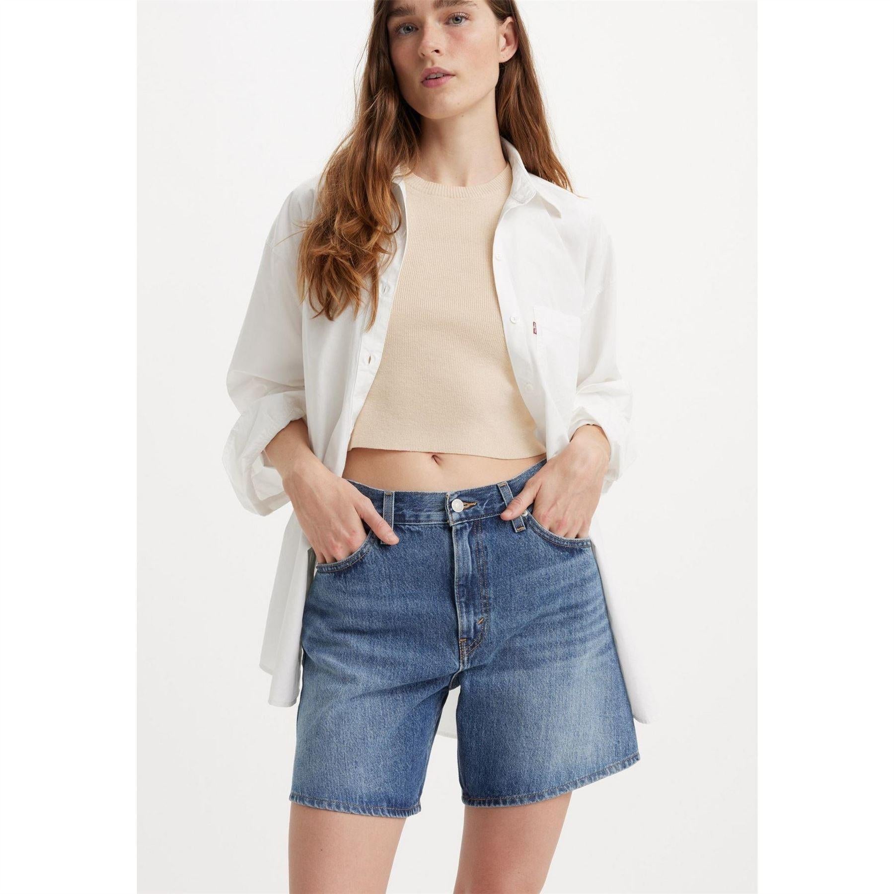 Indigo Blue - Lifestyle - Levis Womens-Ladies Luxury Denim Baggy Shorts