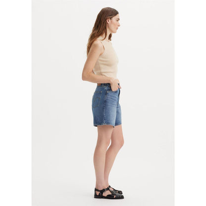 Indigo Blue - Pack Shot - Levis Womens-Ladies Luxury Denim Baggy Shorts