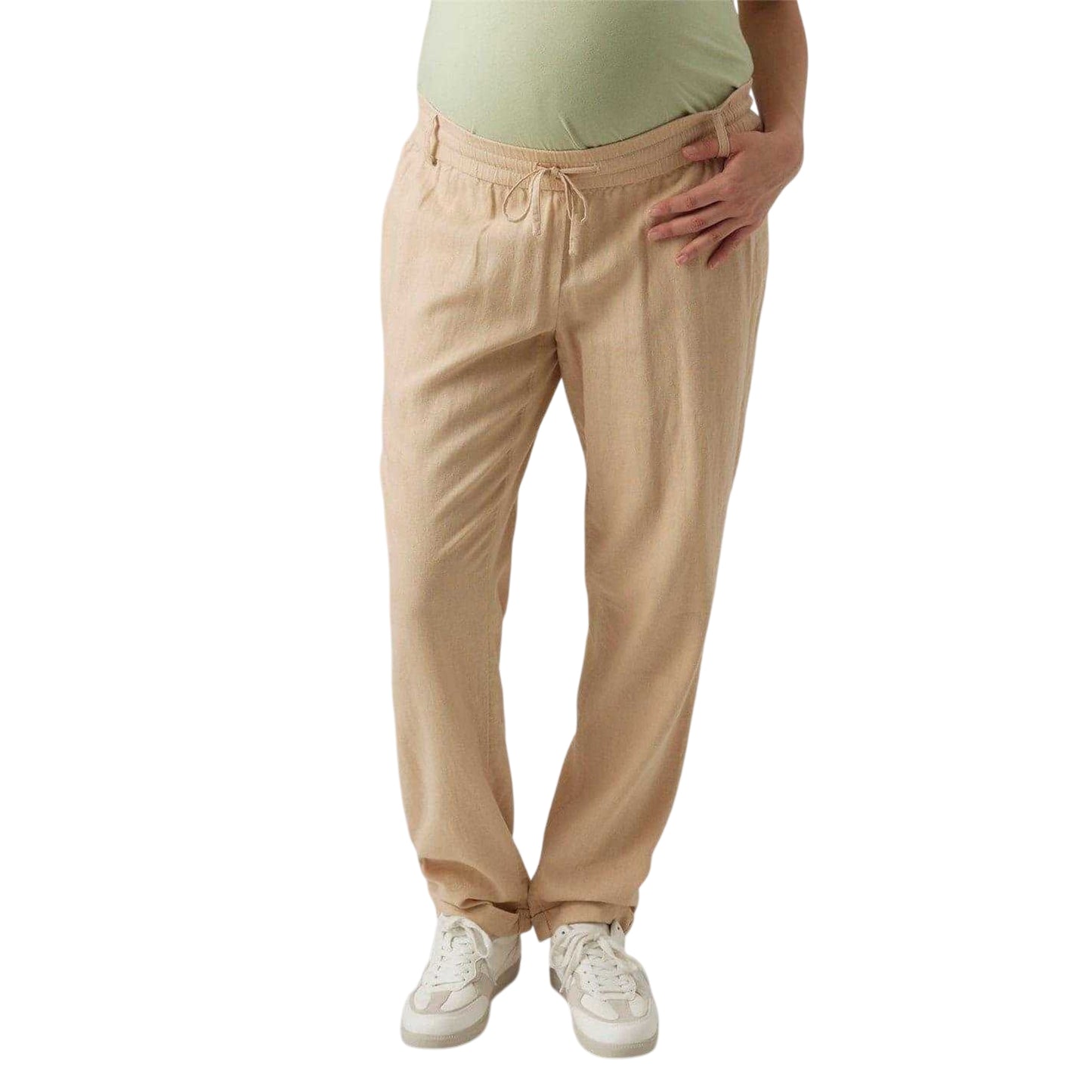 Irish Cream - Side - Mamalicious Womens-Ladies Straight Maternity Trousers