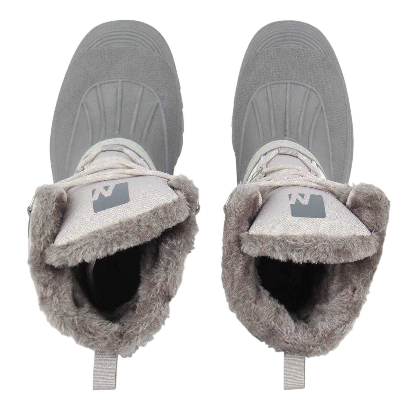 Grey-White - Side - Nevica Childrens-Kids Lace Up Snow Boots