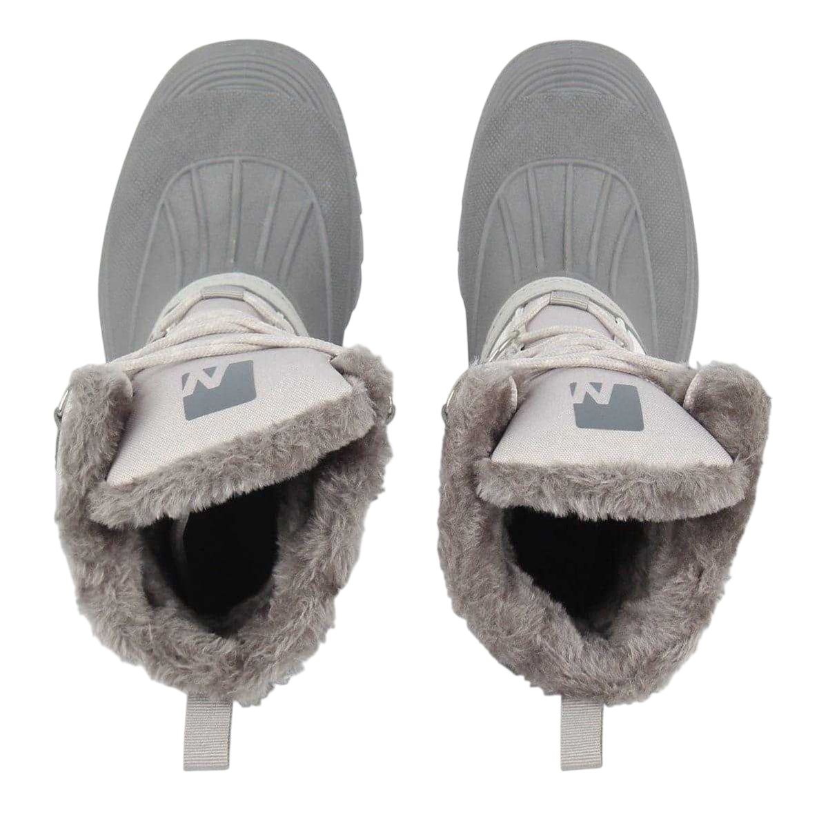 Grey-White - Side - Nevica Childrens-Kids Lace Up Snow Boots