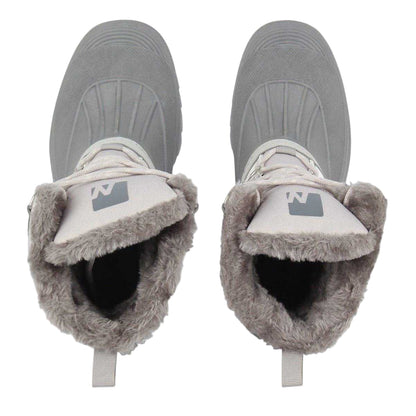 Grey-White - Side - Nevica Childrens-Kids Lace Up Snow Boots